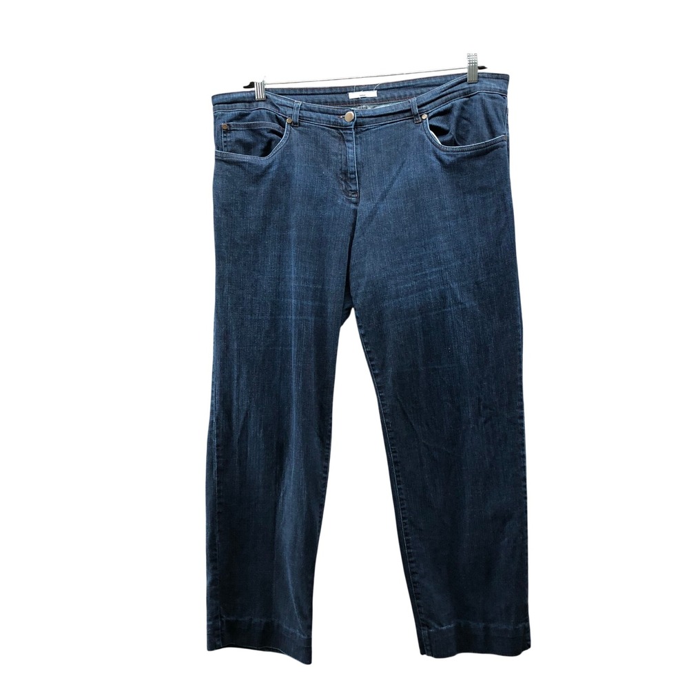 Eileen Fisher Straight Leg Jeans Womens XL 40'' Waist Stretch Blue Dark Wash